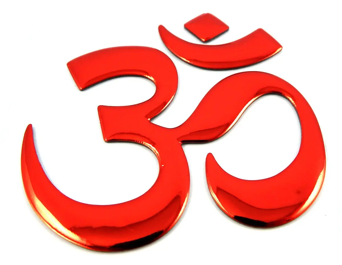 Aum Om Yoga Red Decal Emblem 3D Sticker For Car Bike 2.5" Flexible 1
