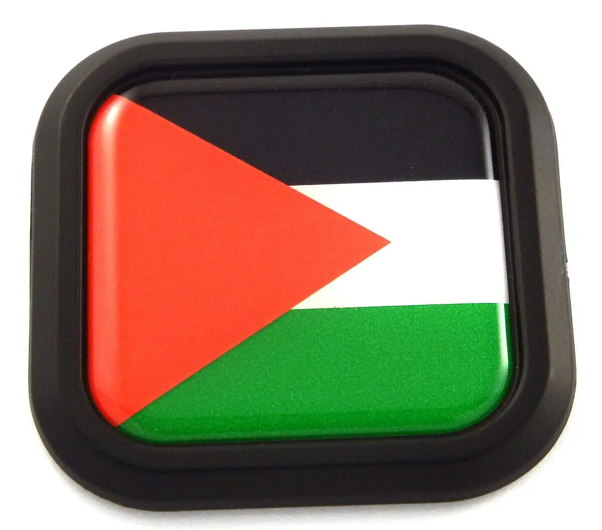 Palestine Flag Square Black Rim Emblem Car 3D Decal Badge Hood Bumper Sticker 2" 1