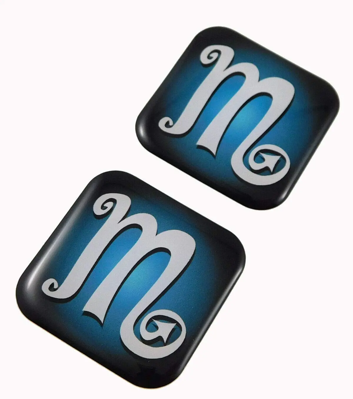 Scorpio Zodiac, Square Domed Decal Emblem Car Biker Gel Stickers 1.5" 2Pc. 1