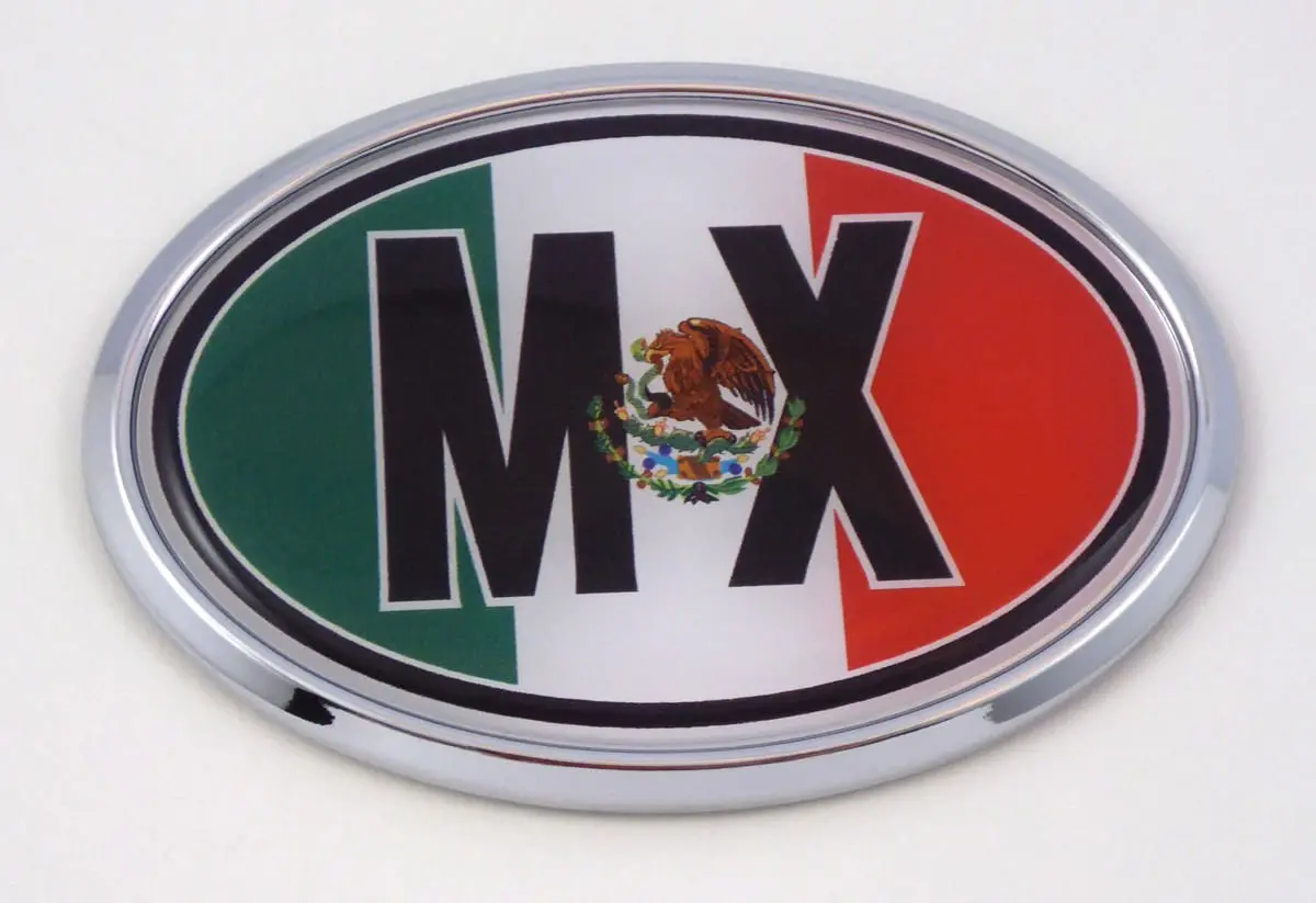 Mexico Mx Mexican Flag Car Chrome Emblem Bumper Sticker Flag Decal Oval 1