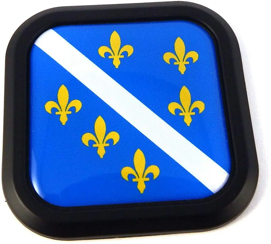 Bosnia Old Style Flag Square Black Rim Emblem Car 3D Decal Badge Bumper 2" 1