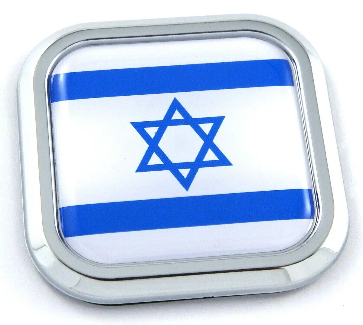 Israel Flag Square Chrome Rim Emblem Car 3D Decal Badge Hood Bumper Sticker 2" 1