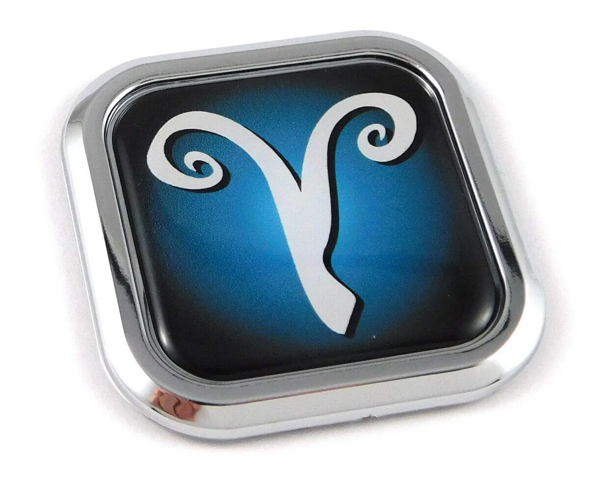 Aries Zodiac Square Chrome Rim Emblem Car 3D Decal Badge Bumper Sticker 2" 1