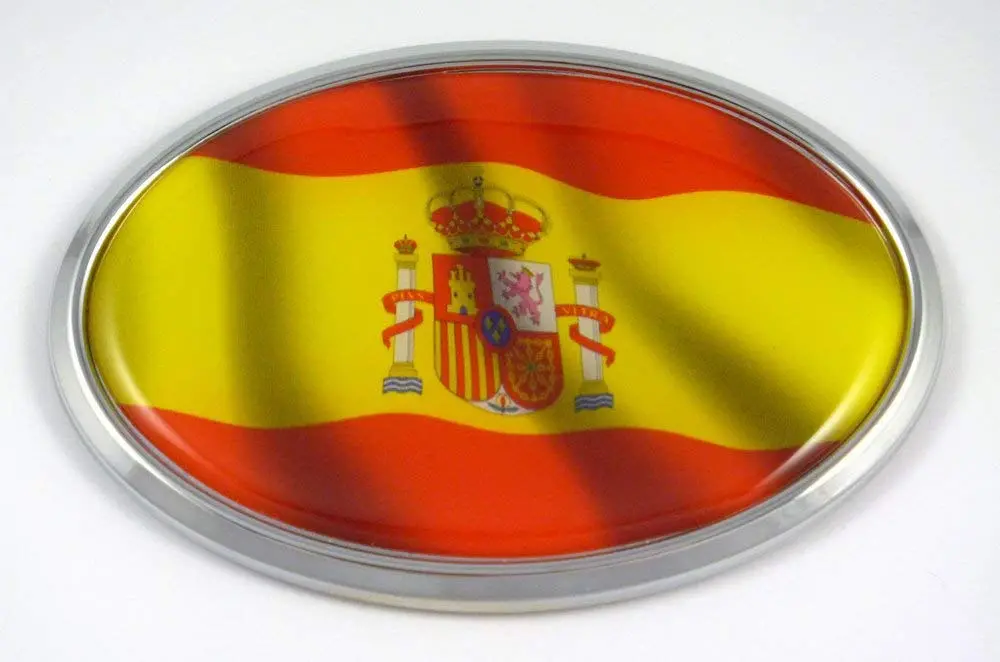 Spain Oval Car Chrome Emblem Spanish Decal Bumper Sticker Self Adhesive 1