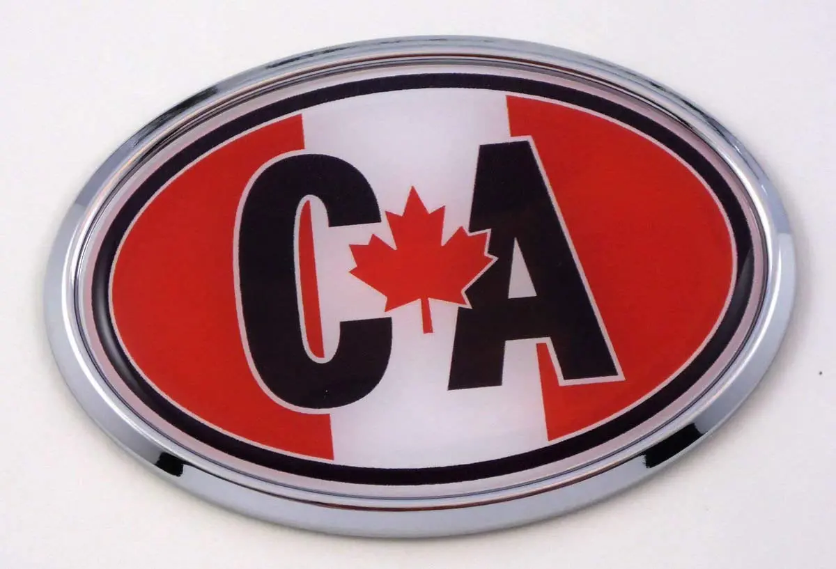Canada Ca Canadian Flag Car Chrome Emblem Bumper Sticker Flag Decal Oval 1