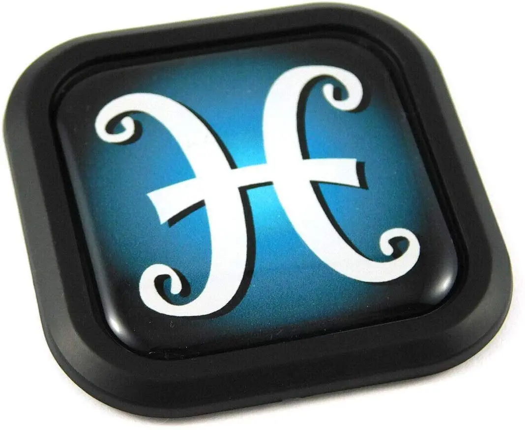 Pisces Zodiac Square Black Edge Rim Emblem Car 3D Decal Badge Bumper 2" 1