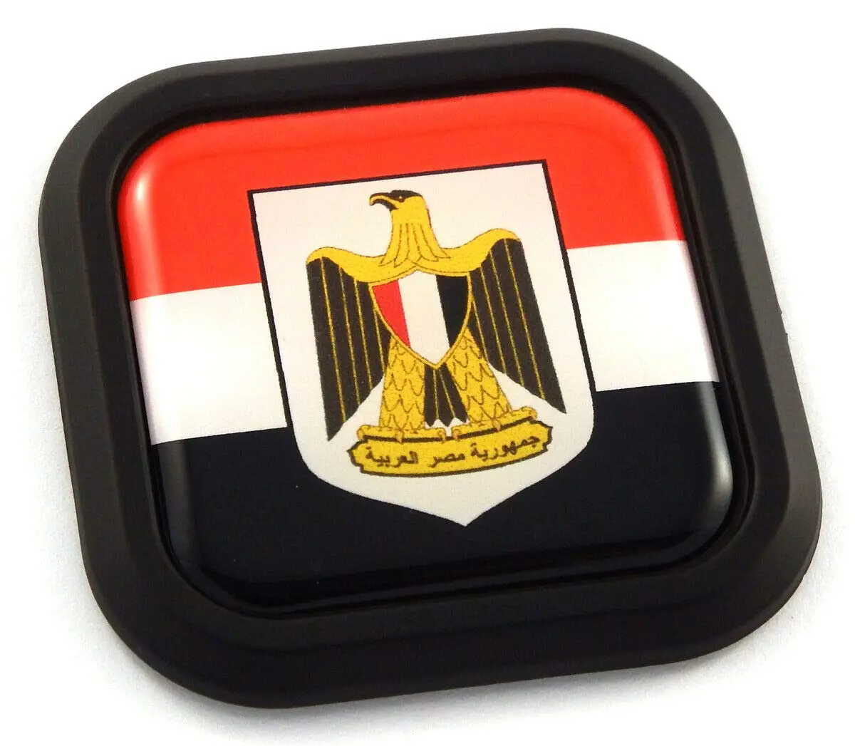 Egypt Flag Square Black Rim Emblem Car 3D Decal Badge Hood Bumper Sticker 2" 1