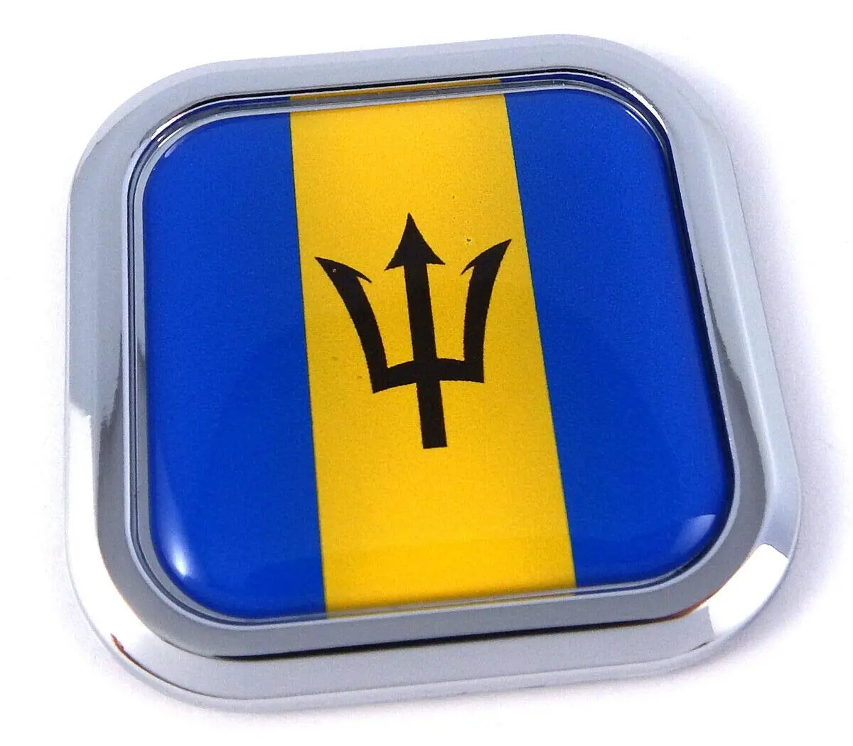 Barbados Flag Square Chrome Rim Emblem Car 3D Decal Badge Bumper Hood Sticker 2" 1
