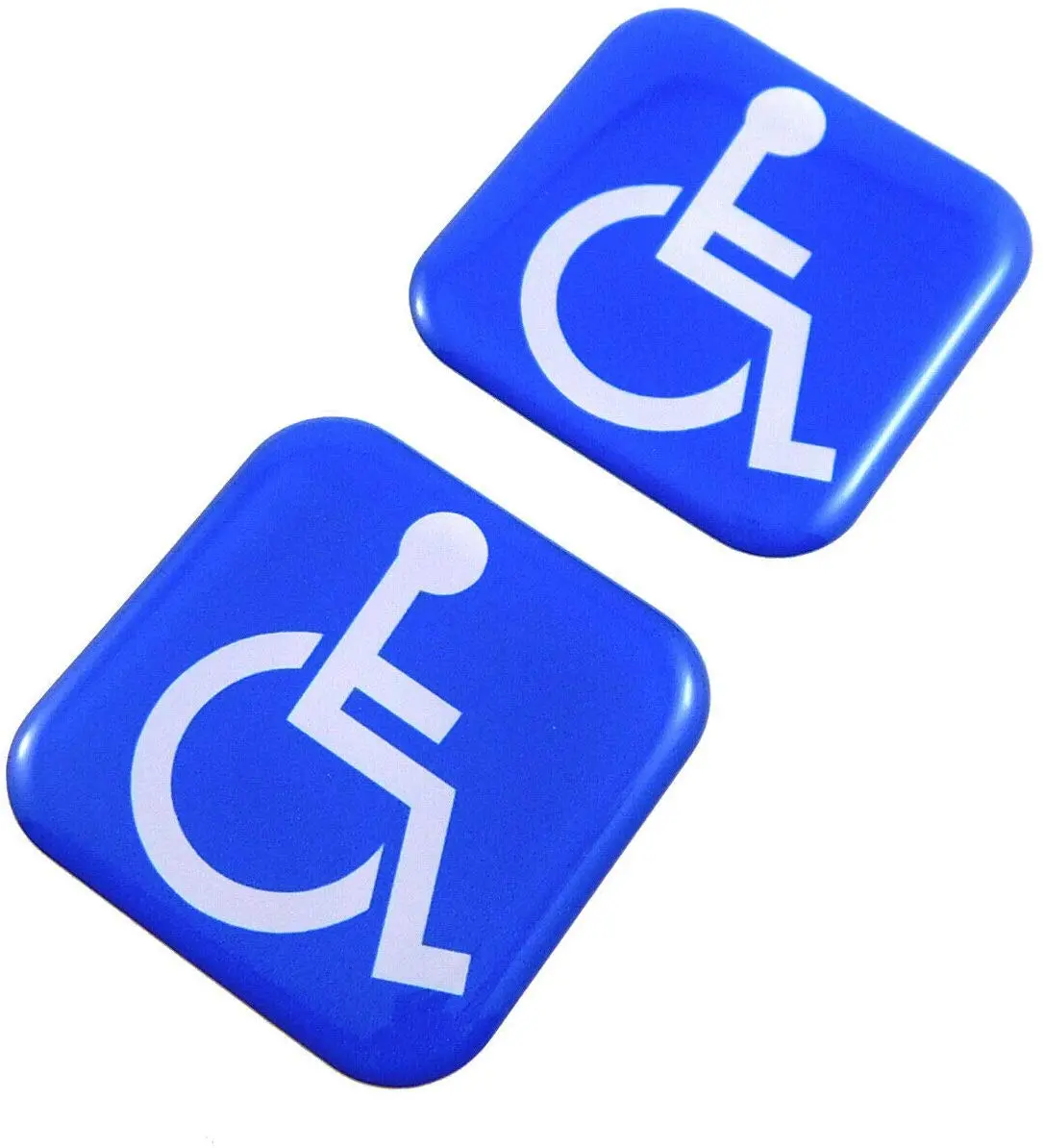 Handicap Square Domed Decal Car Bike Gel Stickers 1.5" 2Pc 1