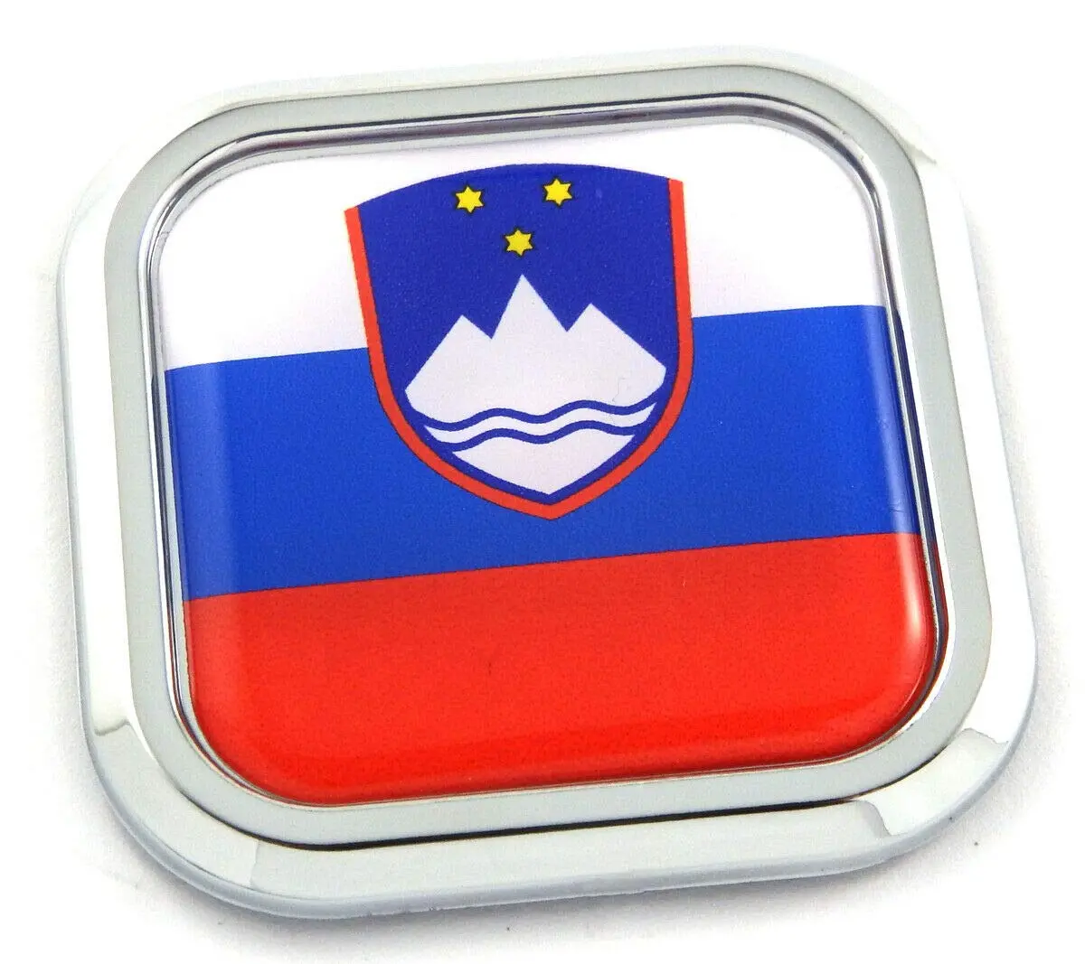 Slovenia Flag Square Chrome Rim Emblem Car 3D Decal Badge Hood Bumper Sticker 2" 1