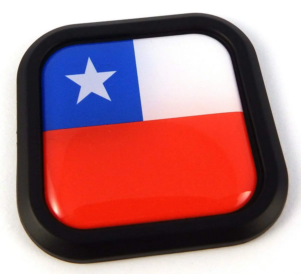 Chile Flag Square Black Rim Emblem Car 3D Decal Badge Hood Bumper Sticker 2" 1