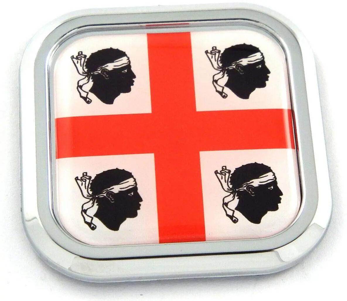 Sardinia Flag Square Chrome Rim Emblem Car 3D Decal Badge Hood Bumper Sticker 2" 1