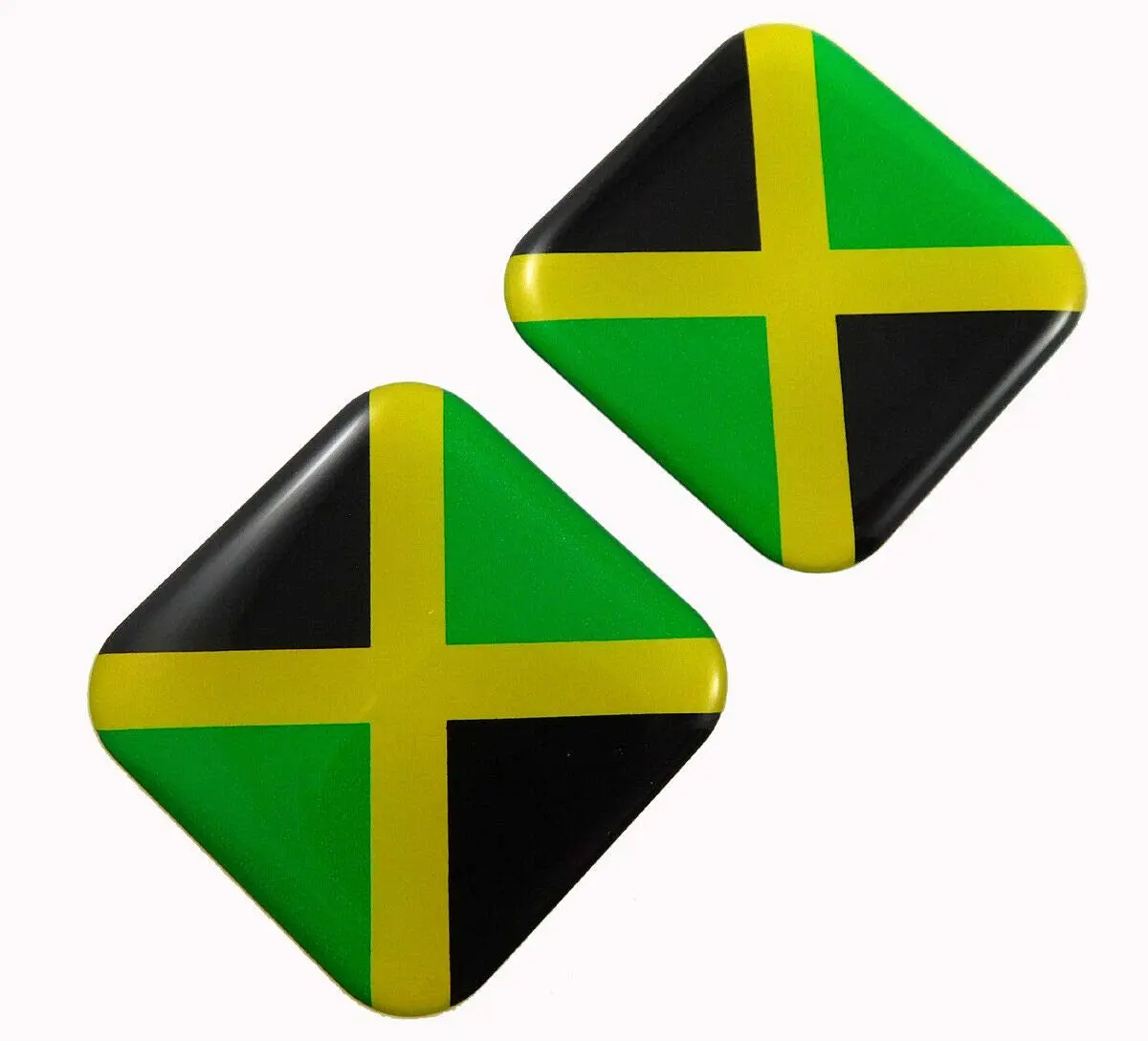 Jamaica Flag Square Domed Decal Car Bike Gel Stickers 1.5" 2Pc 1