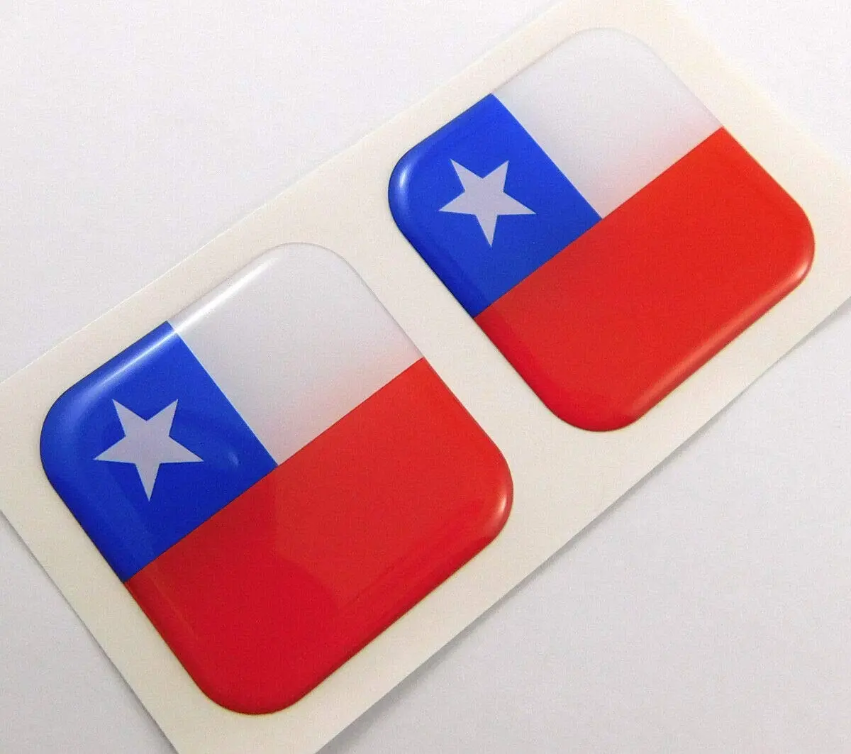 Chile Chilean Flag Square Domed Decal Emblem Car Bike Gel Stickers 1.5" 2Pc. 1