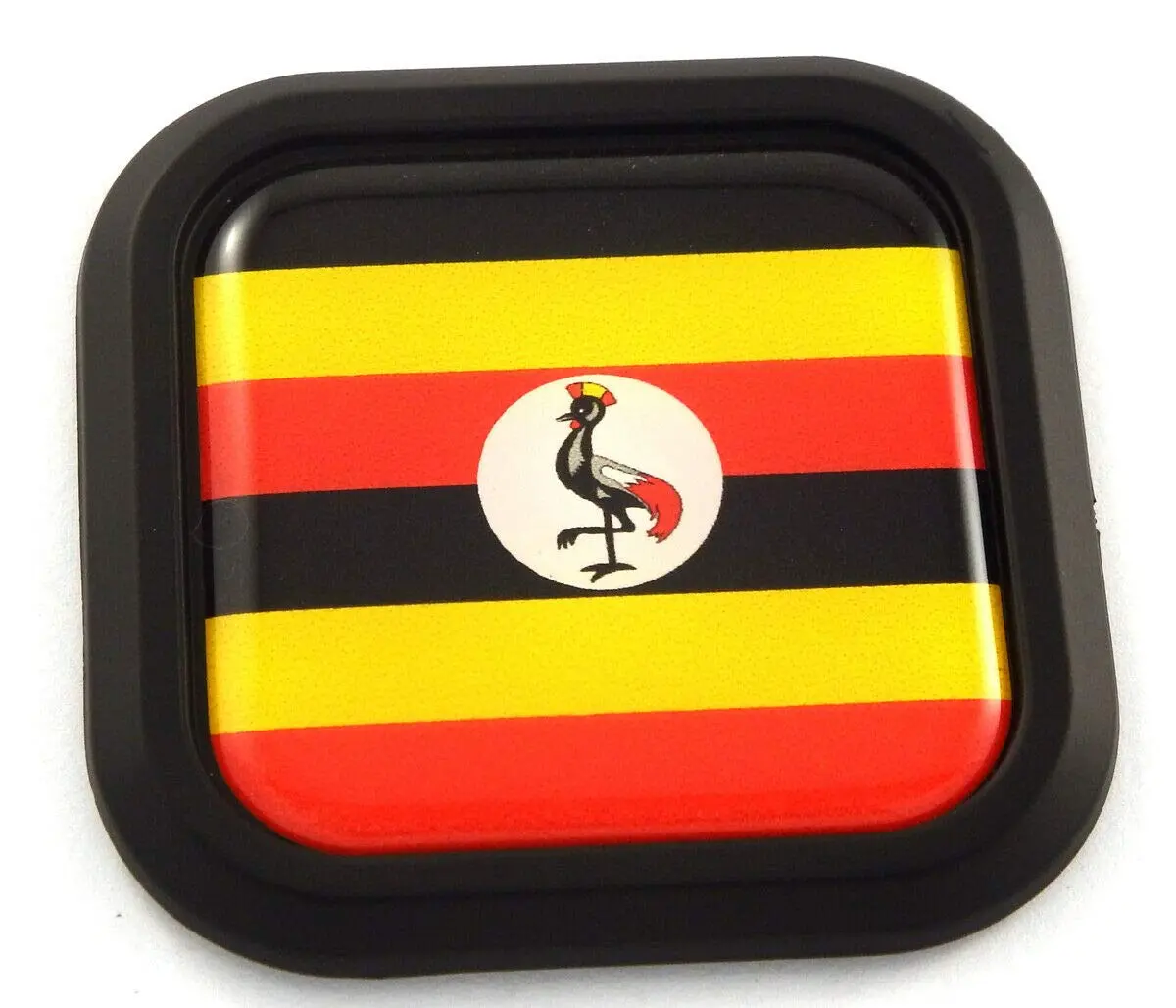Uganda Flag Square Black Rim Emblem Car 3D Decal Badge Hood Bumper Sticker 2" 1