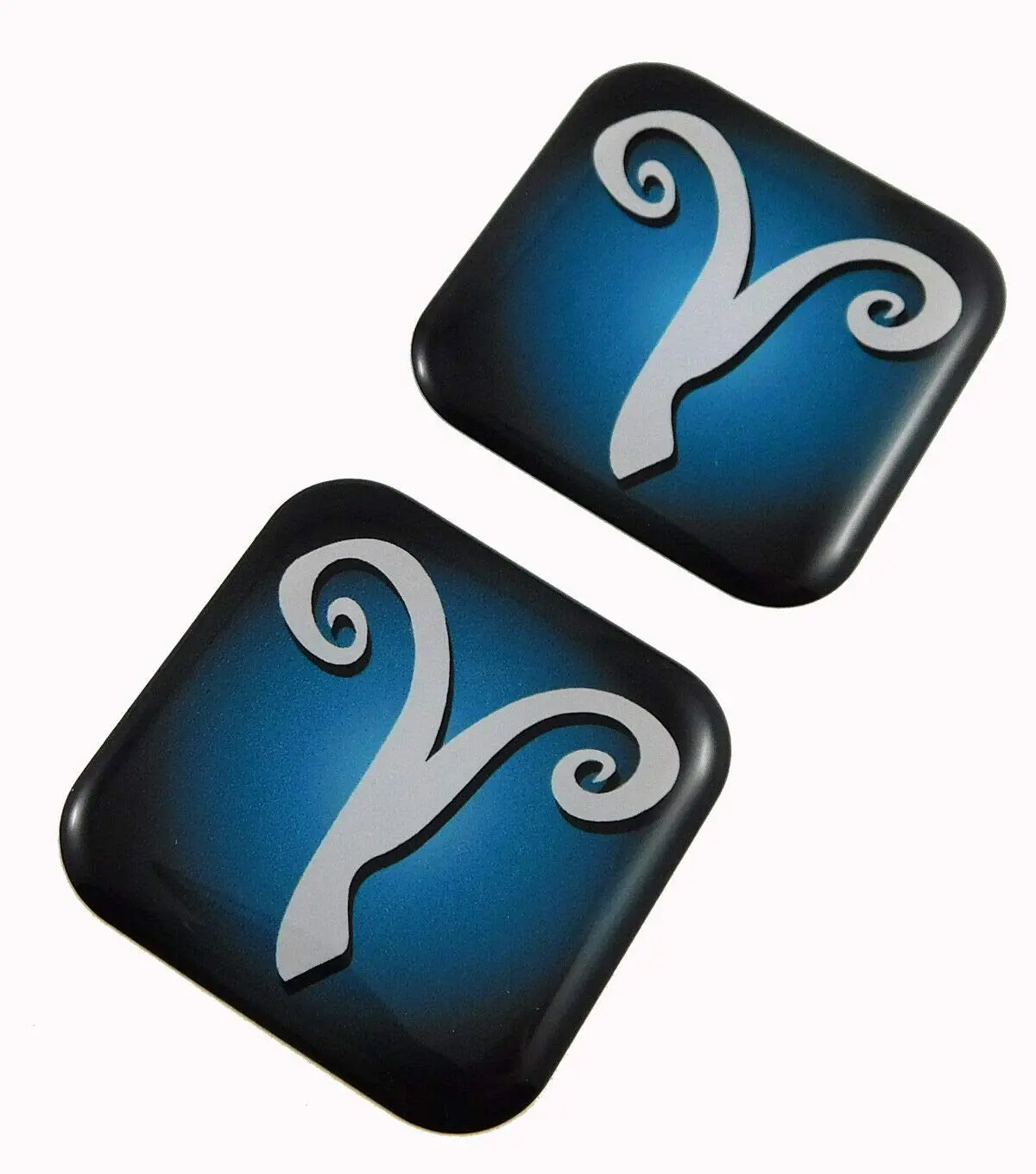 Aries Zodiac, Square Domed Decal Emblem Car Biker Gel Stickers 1.5" 2Pc. 1