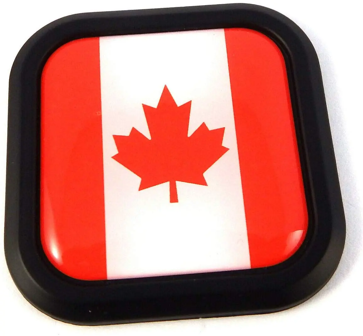 Canada Flag Square Black Rim Emblem Car 3D Decal Badge Hood Bumper Sticker 2" 1