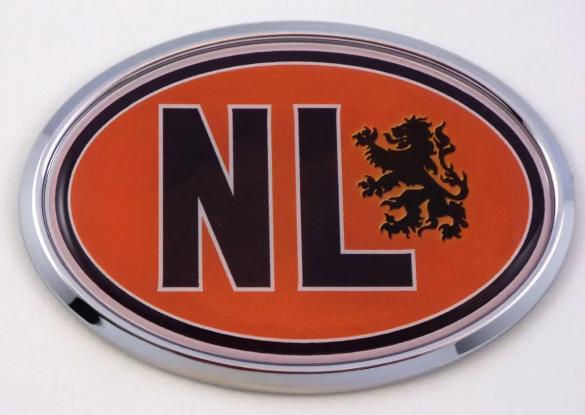 Holland Hl Netherlands Flag Car Chrome Emblem Bumper Sticker Flag Decal Oval 1