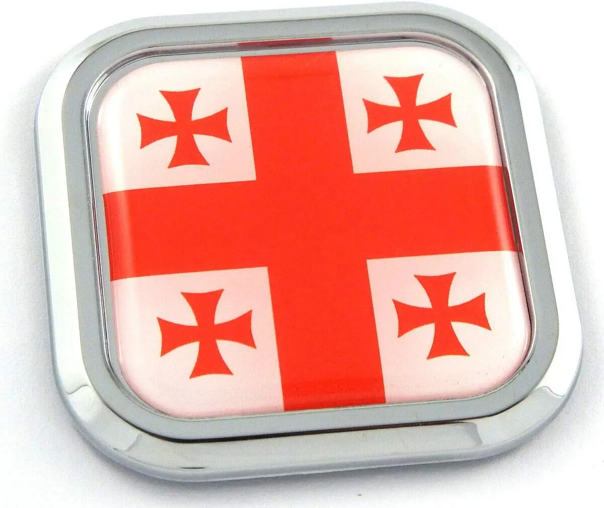 Georgia Flag Square Chrome Rim Emblem Car 3D Decal Badge Hood Bumper Sticker 2" 1