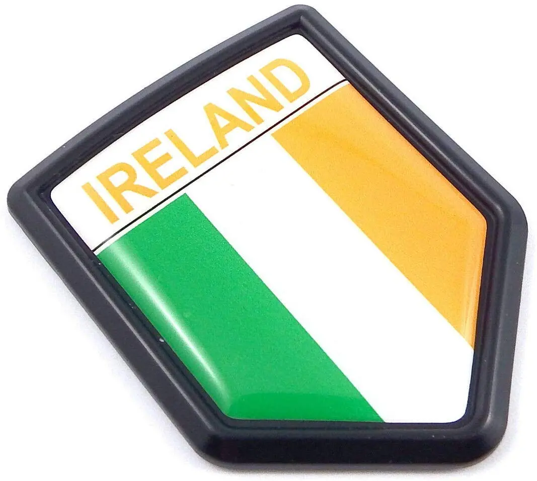 Ireland, Irish Flag Black Shield Car Bike Decal Crest Emblem Badge 1