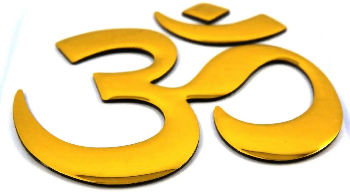Aum Om Yoga Gold Finish Decal Emblem 3D Sticker For Car Bike 2.5" Flexible 2