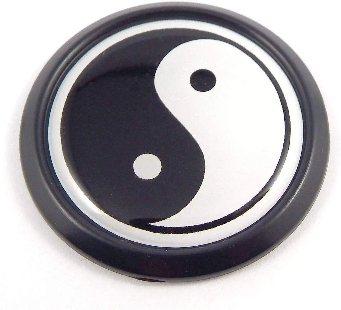 Yin Yang Black Round Flag Car Decal Emblem Bumper 3D Sticker Badge 1.85" 1