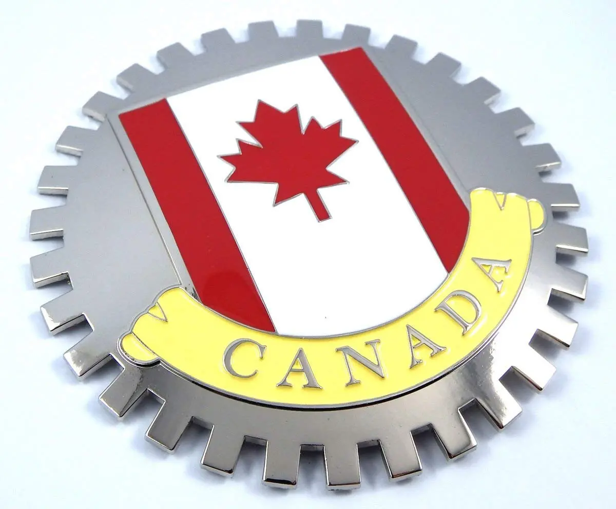 Canada Grille Badge For Car Truck Grill Mount Canadian Flag Metal Chrome Plated 1
