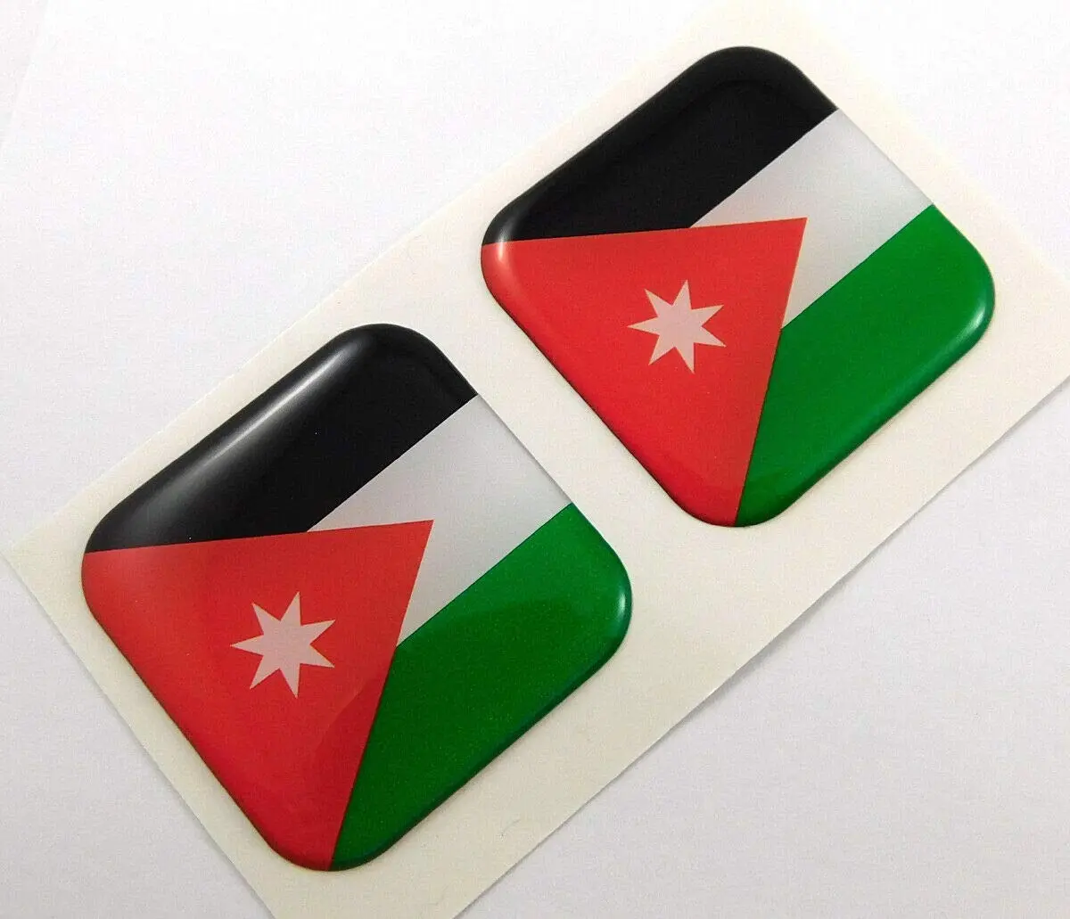 Jordan Flag Square Domed Decal Car Bike Gel Stickers 1.5" 2Pc 1