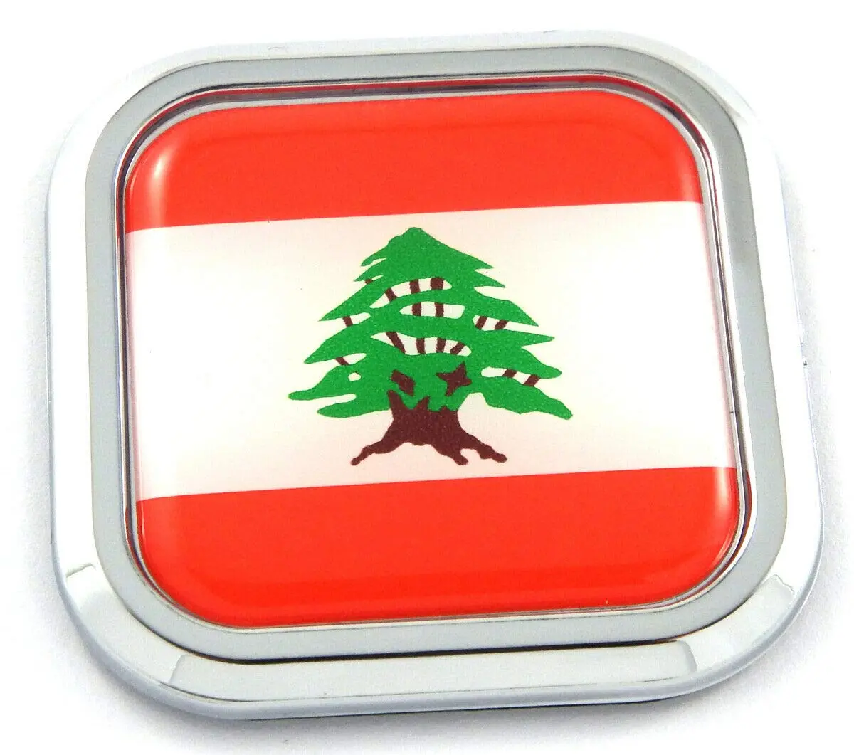 Lebanon Flag Square Chrome Rim Emblem Car 3D Decal Badge Hood Bumper Sticker 2" 1