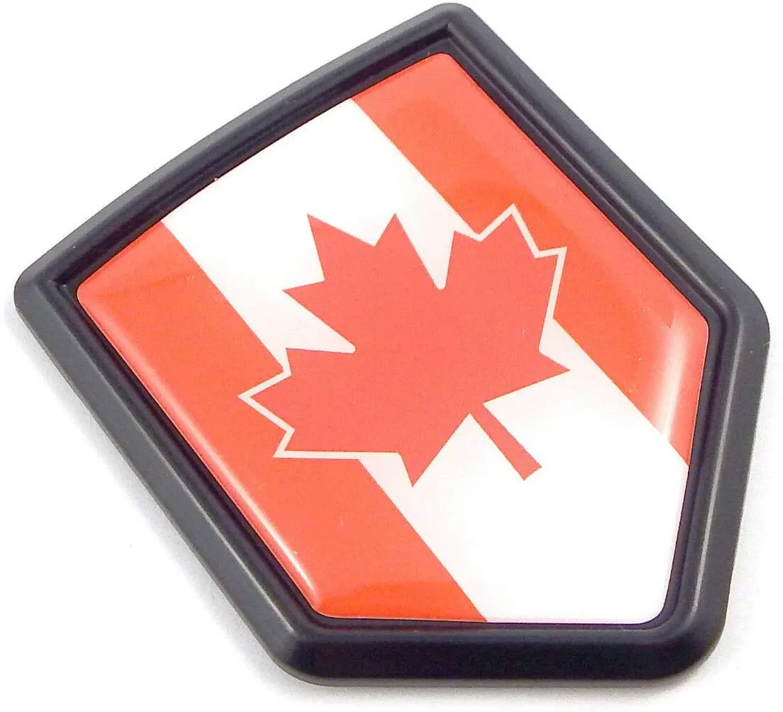 Canada Red Flag Black Shield Car Bike Decal Crest Emblem 3D Sticker 1