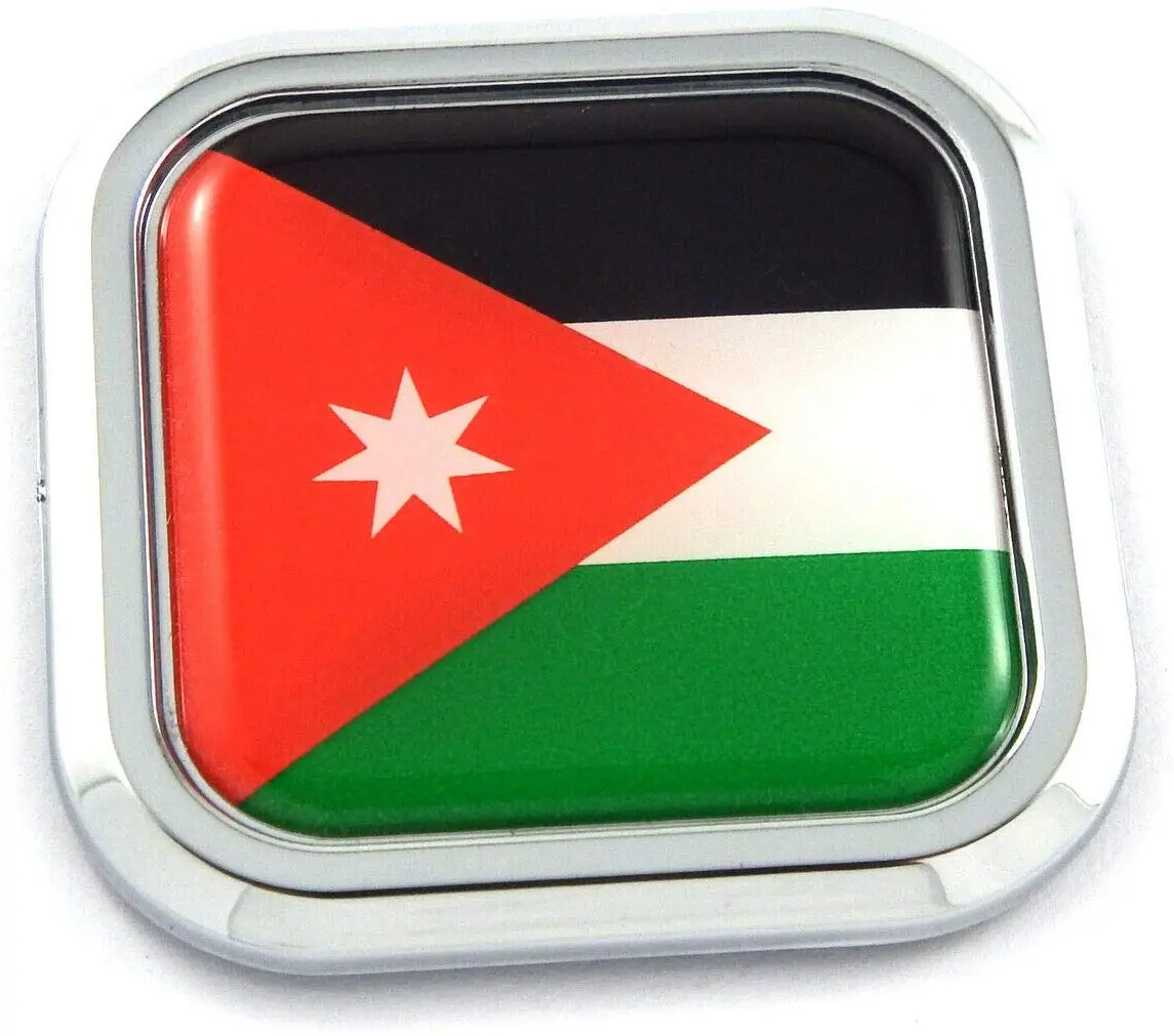 Jordan Flag Square Chrome Rim Emblem Car 3D Decal Badge Hood Bumper Sticker 2" 1