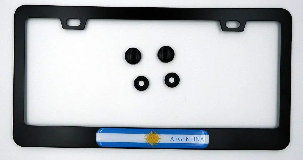 Argentina Flag Metal Black Aluminium Car License Plate Frame Holder 1
