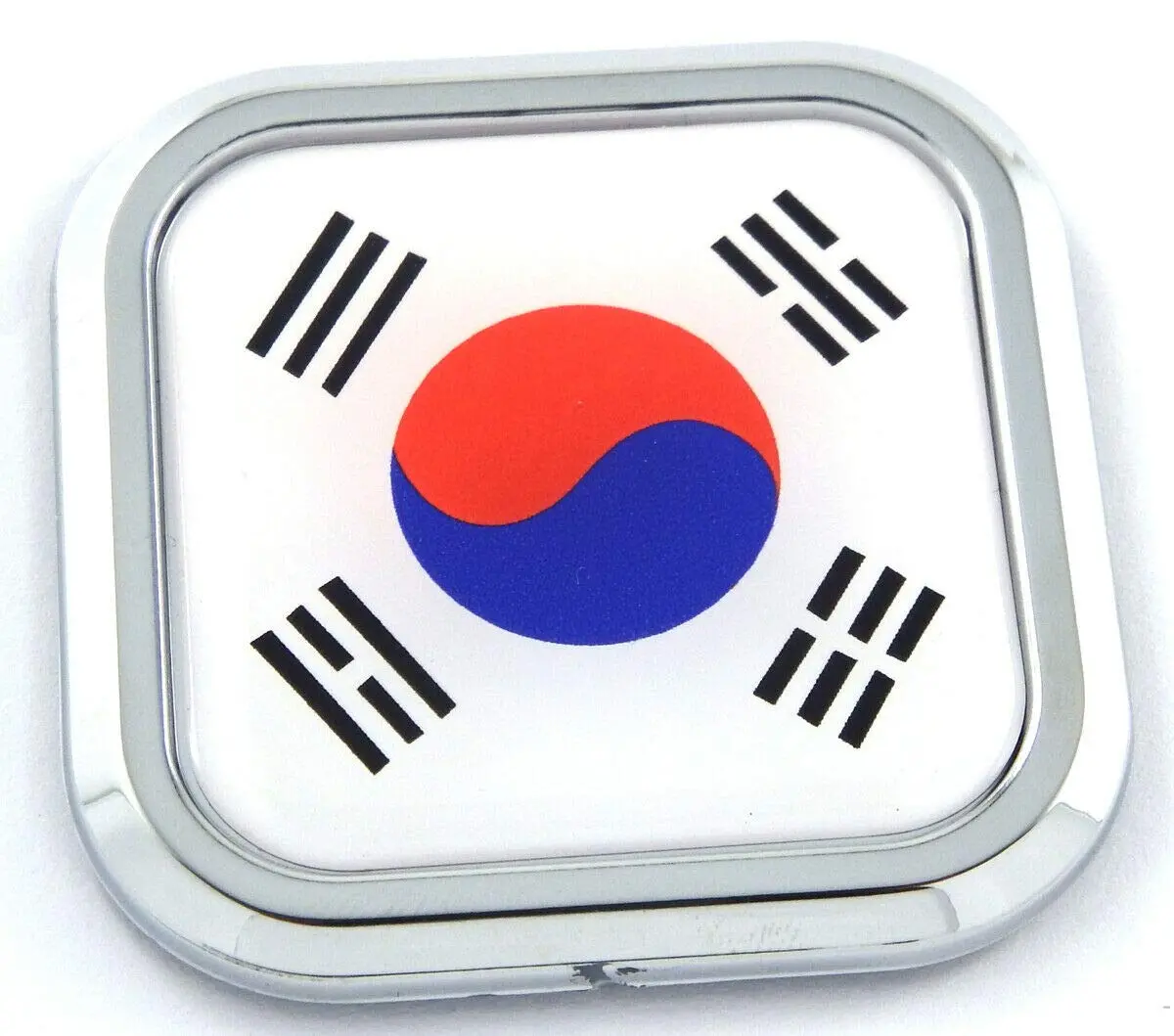 Korea Flag Square Chrome Rim Emblem Car 3D Decal Badge Hood Bumper Sticker 2" 1