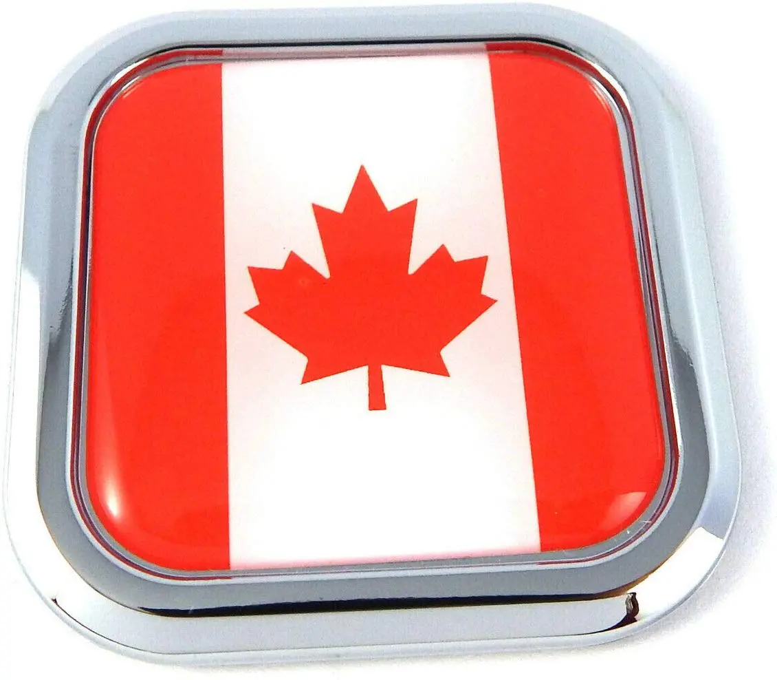 Canada Flag Square Chrome Rim Emblem Car 3D Decal Badge Hood Bumper Sticker 2" 1