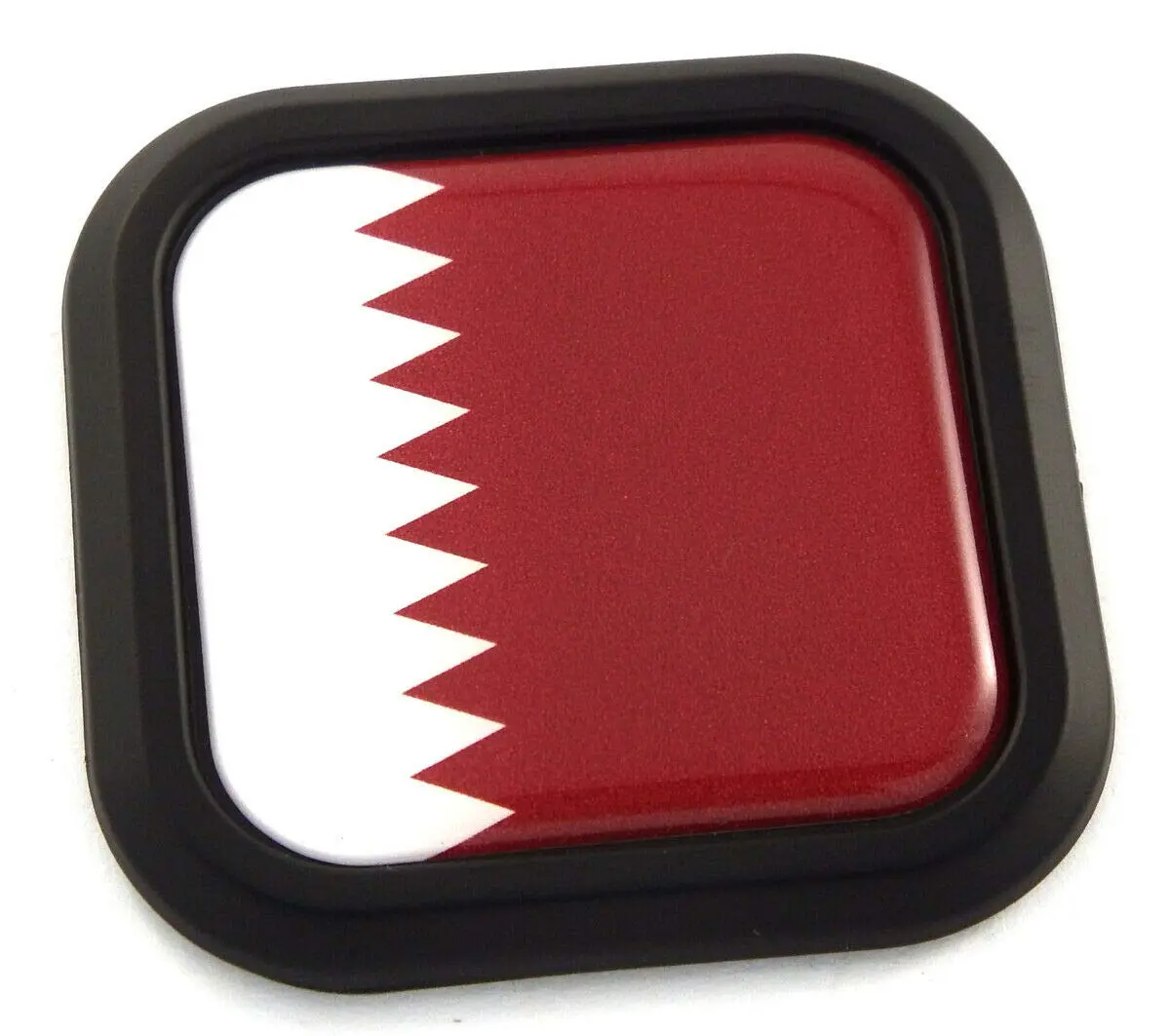 Qatar Flag Square Black Rim Emblem Car 3D Decal Badge Hood Bumper Sticker 2" 1