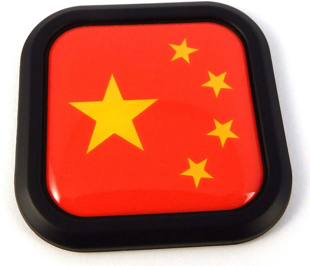 China Flag Square Black Rim Emblem Car 3D Decal Badge Hood Bumper Sticker 2" 1