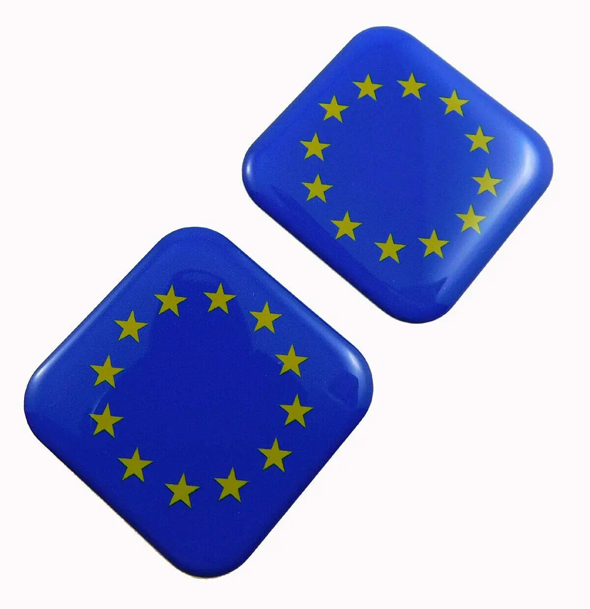 Eu European Union Flag Square Domed Decal Car Bike Gel Stickers 1.5" 2Pc 1