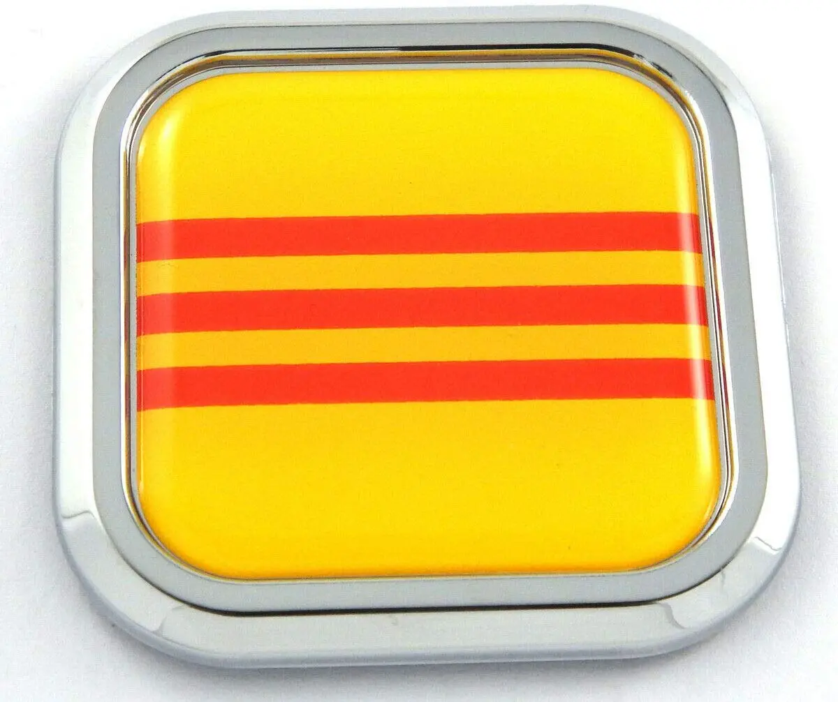Vietnam Yellow Flag Square Chrome Emblem Car 3D Decal Badge Bumper Sticker 2" 1