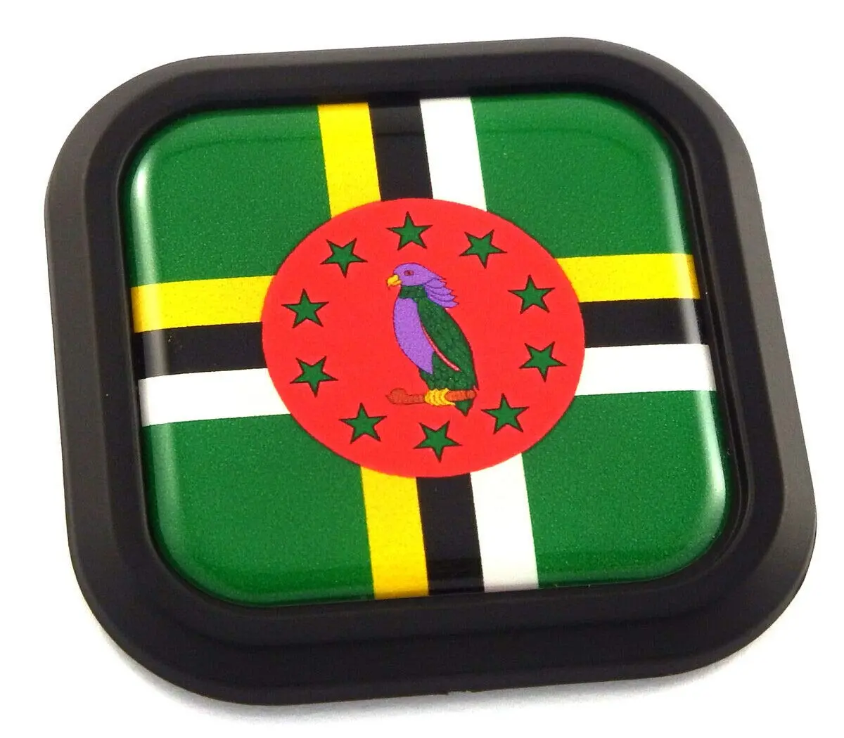 Dominicana Flag Square Black Rim Emblem Car 3D Decal Badge Hood Bumper Sticker 2" 1