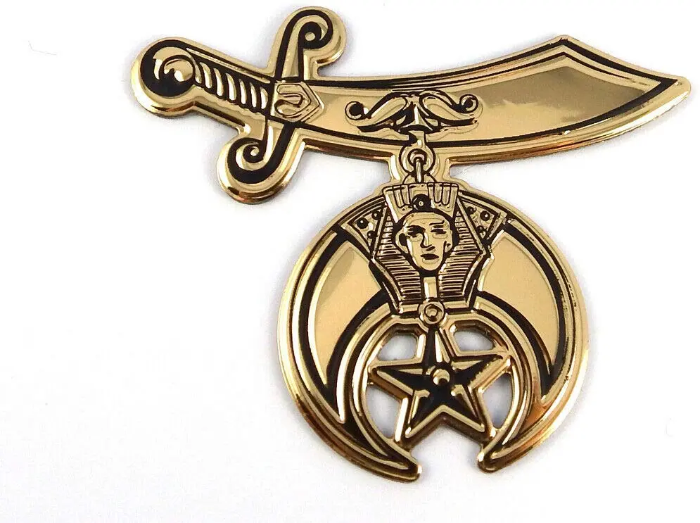 Shriners Shriner Gold Finish Decal Emblem 3D Sticker Car Bike 2.75" Flexible 1