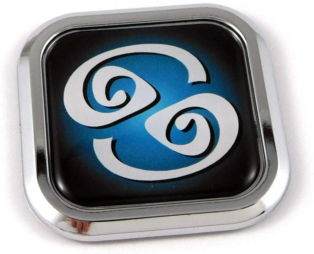 Cancer Zodiac Square Chrome Rim Emblem Car 3D Decal Badge Bumper Sticker 2" 1