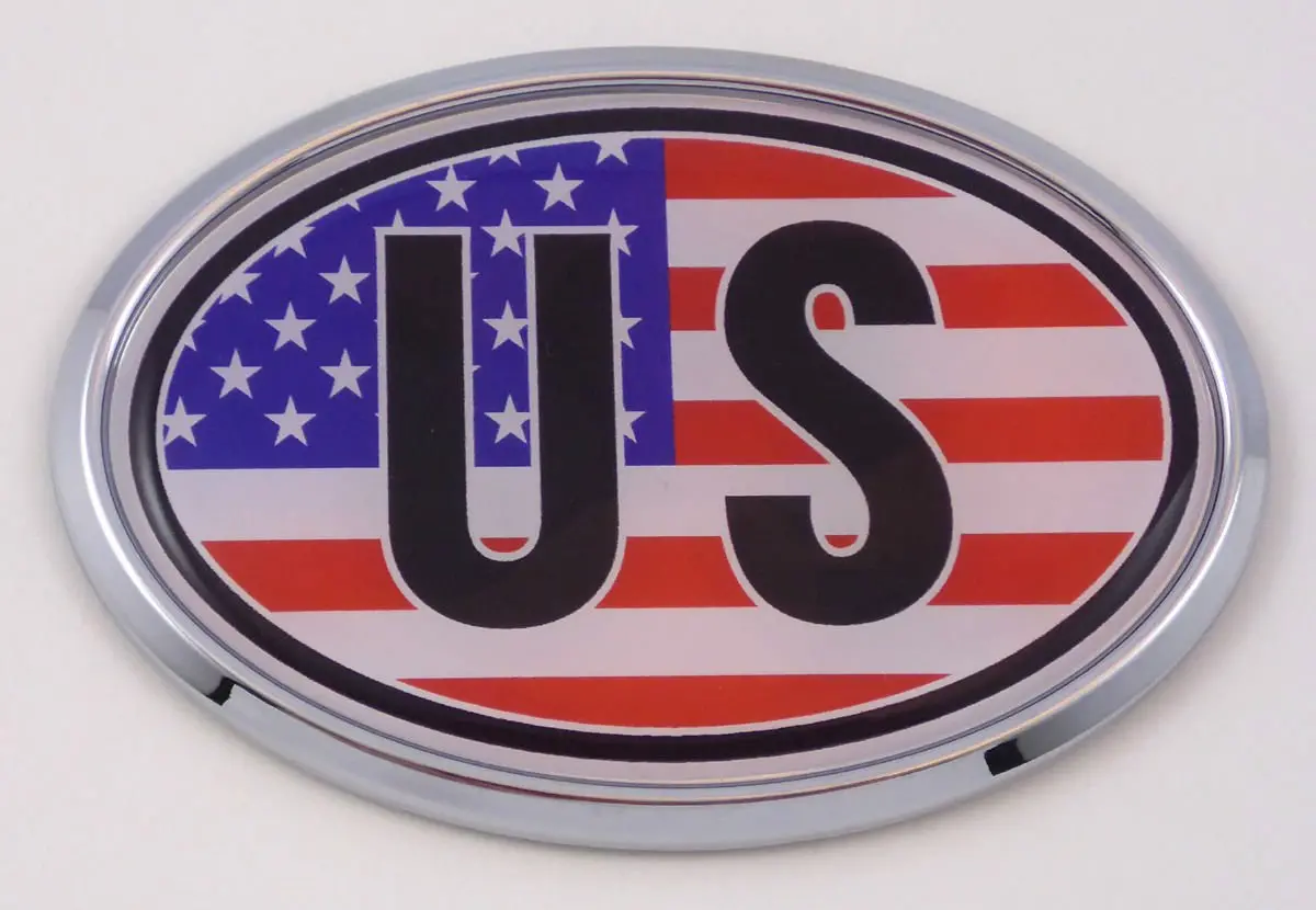 Usa American Us Car Chrome Emblem Bumper Sticker Flag Decal Oval 1