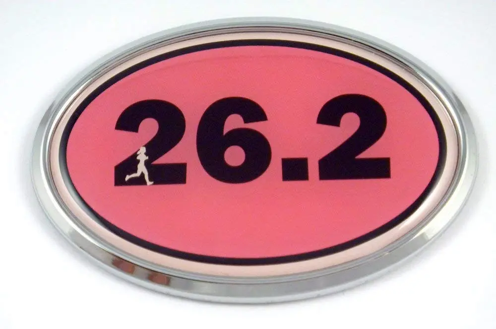 26.2 Marathon Runner Emblem Chrome Car Decal Pink Auto Dome Sticker Woman Sport 1