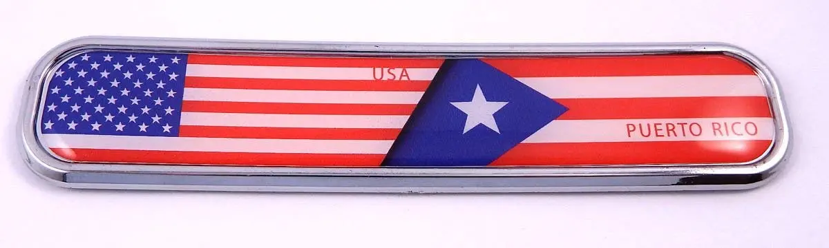 Usa/Puerto Rico Flag Chrome Emblem 3D Auto Decal Sticker Car Bike Boat 5.3" 1
