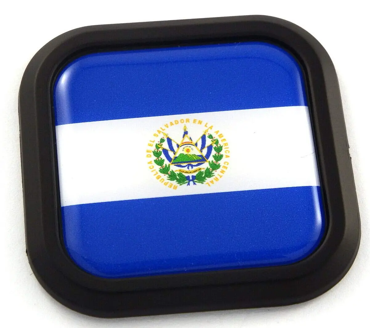 Salvador Flag Square Black Rim Emblem Car 3D Decal Badge Hood Bumper Sticker 2" 1