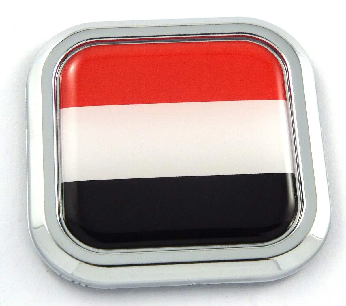 Yemen Flag Square Chrome Rim Emblem Car 3D Decal Badge Hood Bumper Sticker 2" 1