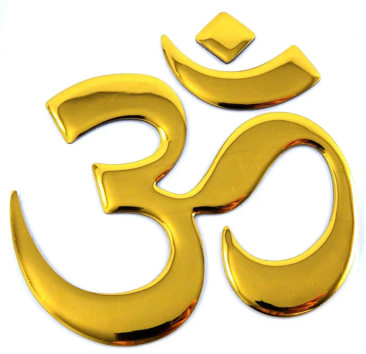 Aum Om Yoga Gold Finish Decal Emblem 3D Sticker For Car Bike 2.5" Flexible 1