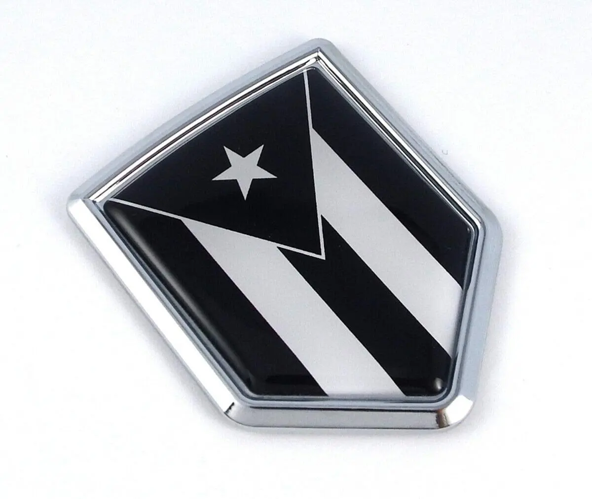 Puerto Rico Black Flag Chrome Car Emblem Auto Badge Decal Bumper 3D Sticker 1