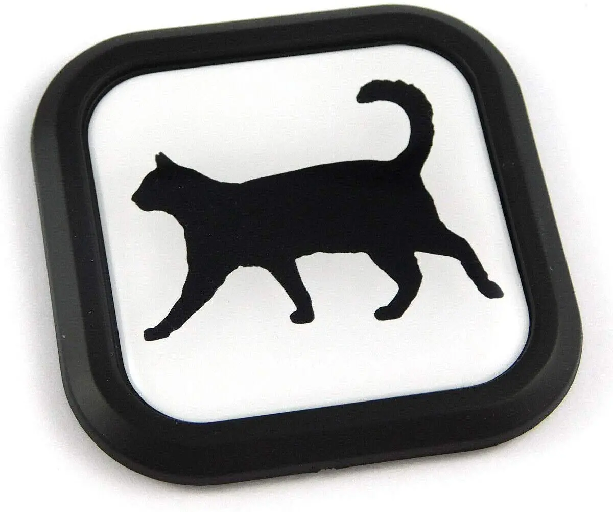 Cat Pet Line Square Black Rim Emblem Car 3D Decal Badge Bumper 2" 1