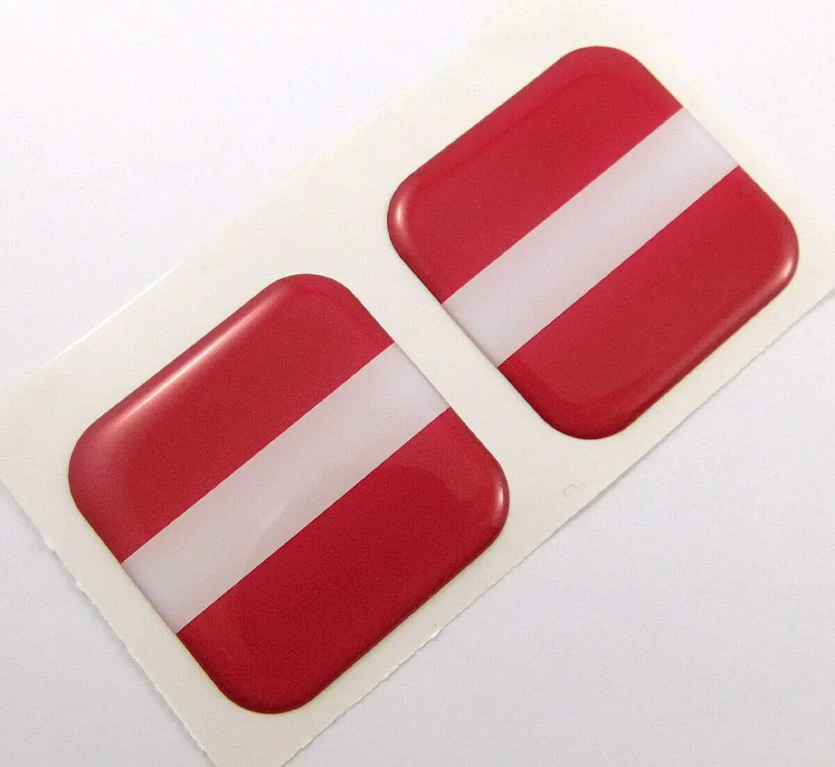 Latvia Flag Square Domed Decal Car Bike Gel Stickers 1.5" 2Pc 1